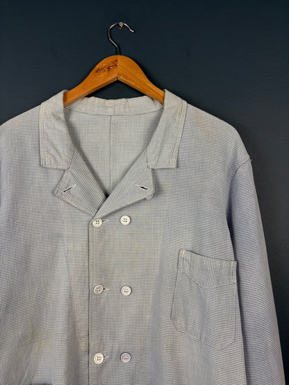 True Vintage 1960s Light Blue Double Breasted French Chef Shirt (M)