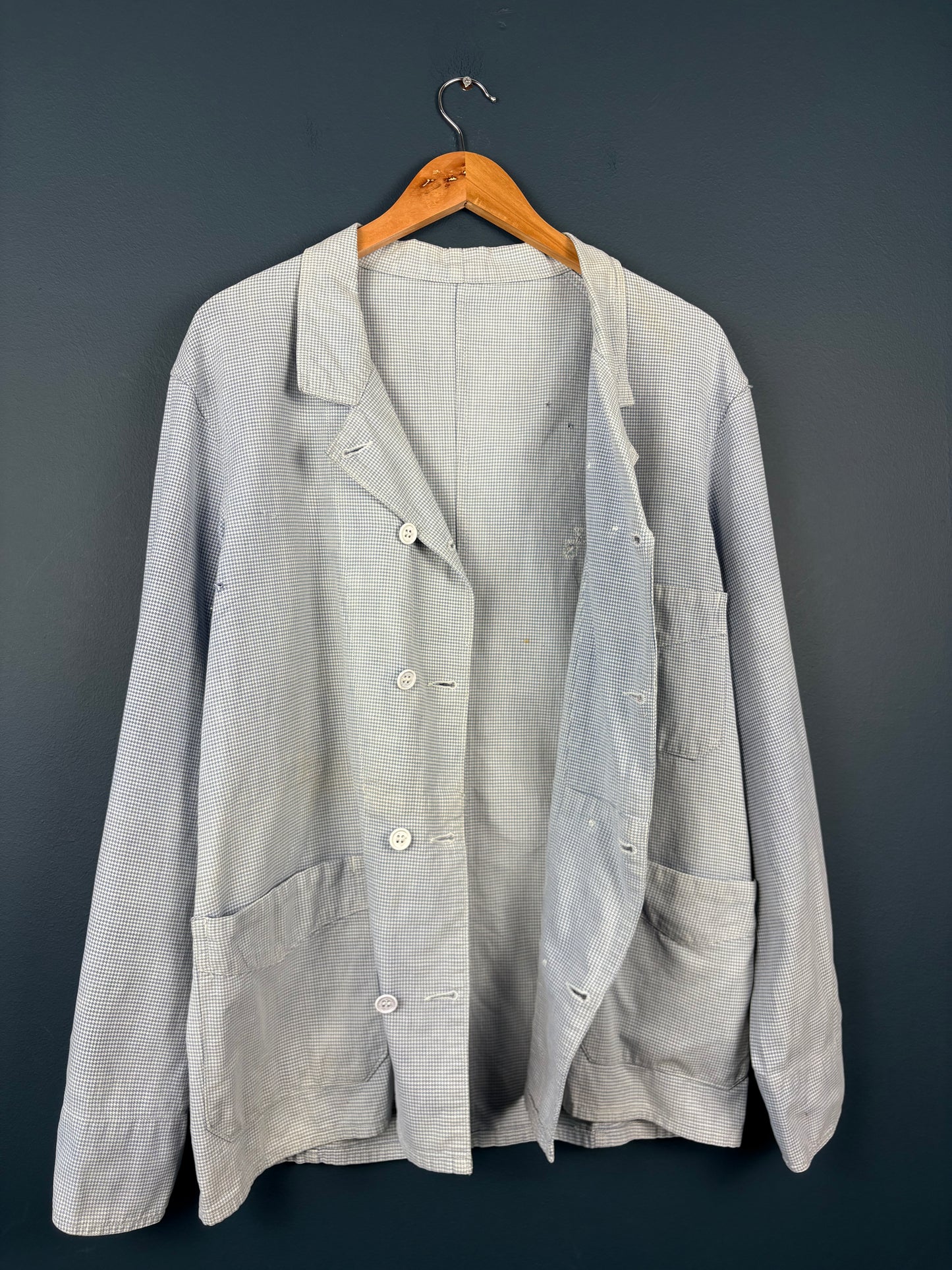 True Vintage 1960s Light Blue Double Breasted French Chef Shirt (M)