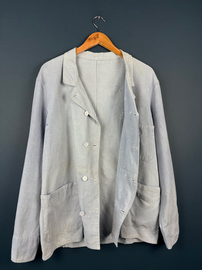 True Vintage 1960s Light Blue Double Breasted French Chef Shirt (M)