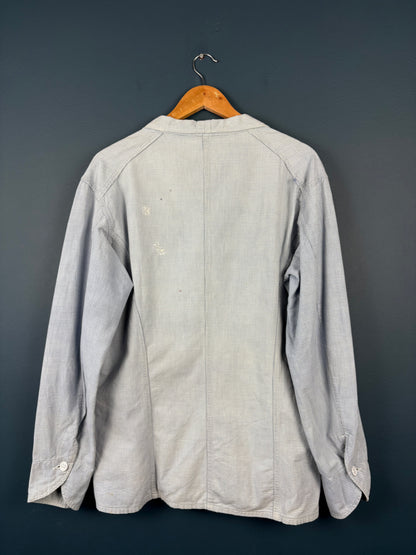True Vintage 1960s Light Blue Double Breasted French Chef Shirt (M)