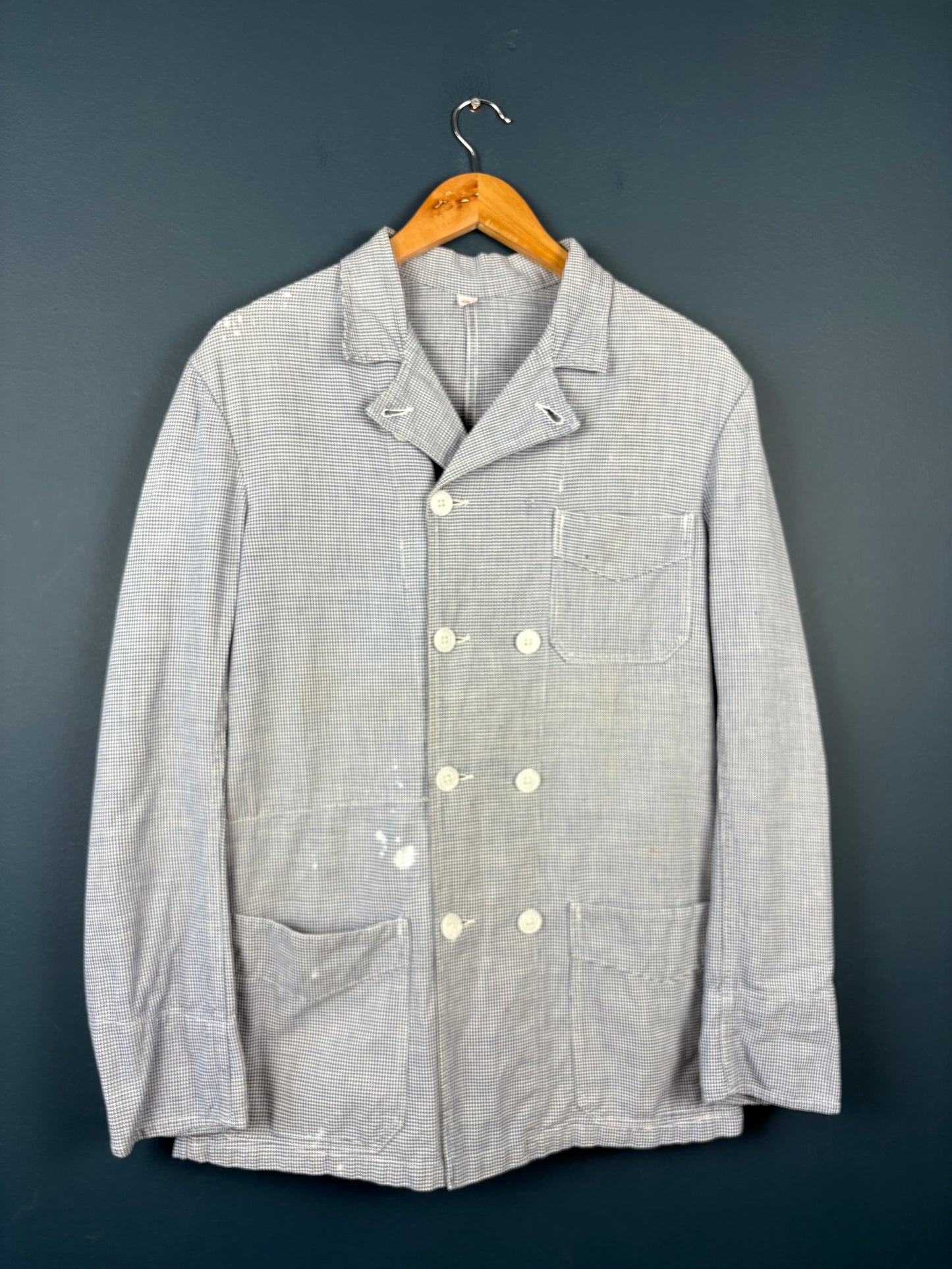 True Vintage 1960s Dogstooth Double Breasted French Chef Shirt (M)