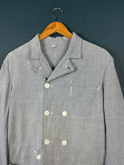 True Vintage 1960s Dogstooth Double Breasted French Chef Shirt (M)