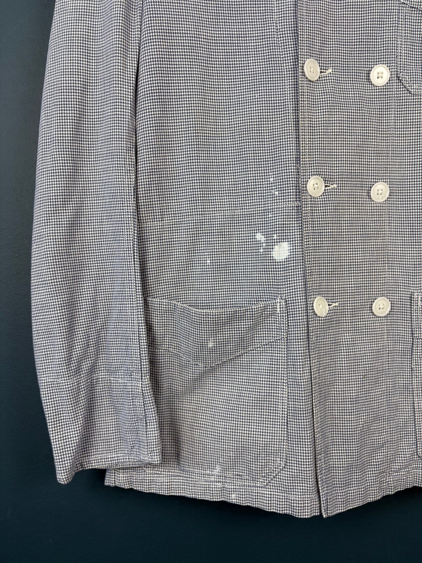 True Vintage 1960s Dogstooth Double Breasted French Chef Shirt (M)