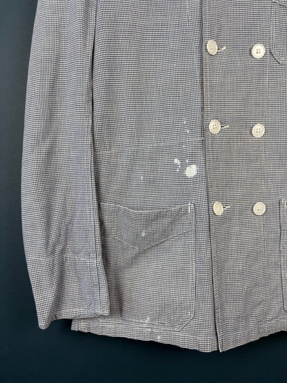 True Vintage 1960s Dogstooth Double Breasted French Chef Shirt (M)