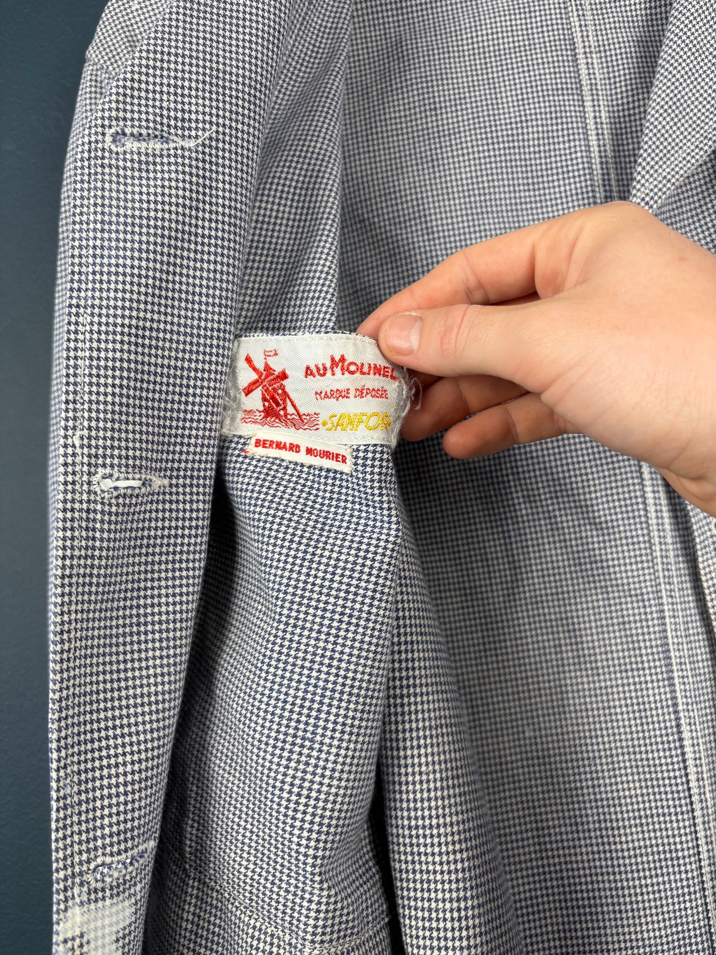 True Vintage 1960s Dogstooth Double Breasted French Chef Shirt (M)