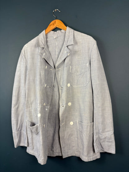 True Vintage 1960s Dogstooth Double Breasted French Chef Shirt (M)