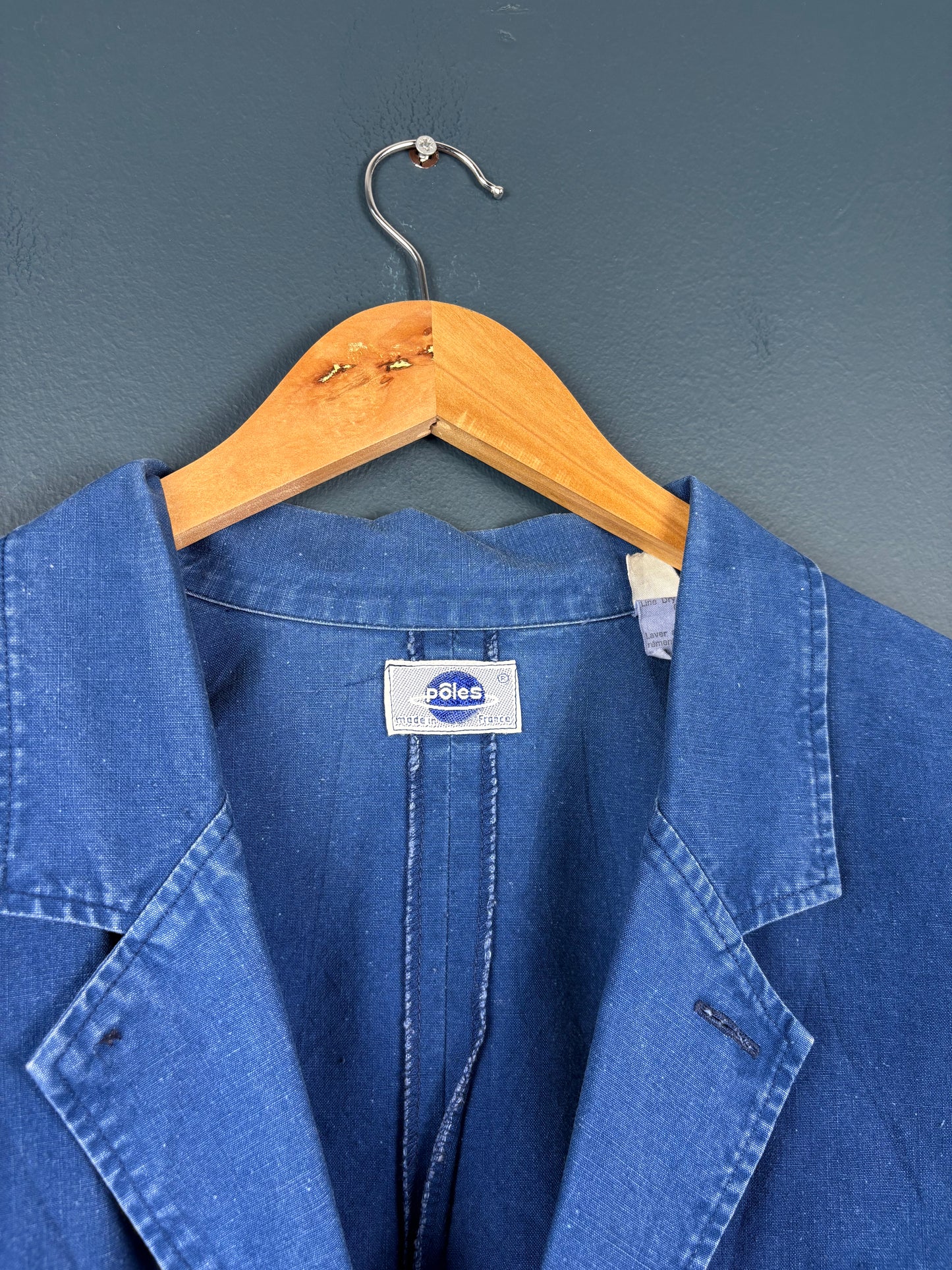 True Vintage 1960s French Cotton Blue Casual Blazer Jacket (M)