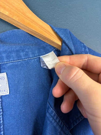 True Vintage 1960s French Cotton Blue Casual Blazer Jacket (M)