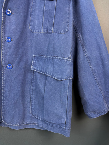 True Vintage 1960s French Cotton Blue Casual Blazer Jacket (M)