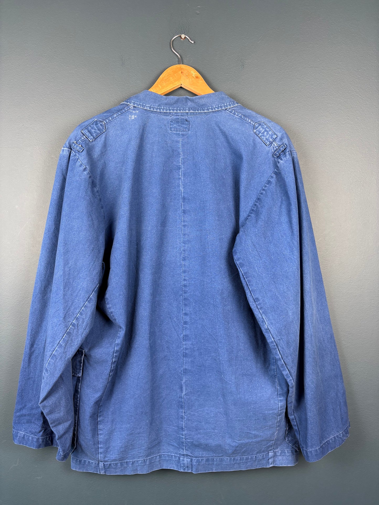 True Vintage 1960s French Cotton Blue Casual Blazer Jacket (M)
