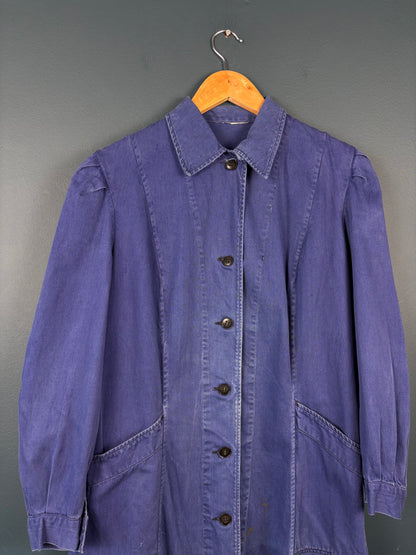 True Vintage 1960s Navy Feminine French Long Work Coat (womens M)