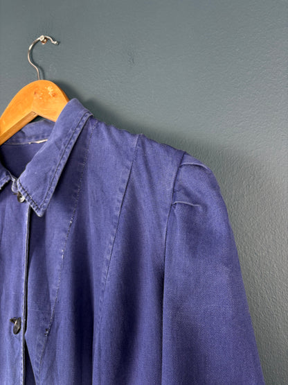 True Vintage 1960s Navy Feminine French Long Work Coat (womens M)