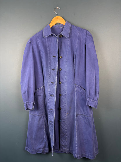 True Vintage 1960s Navy Feminine French Long Work Coat (womens M)