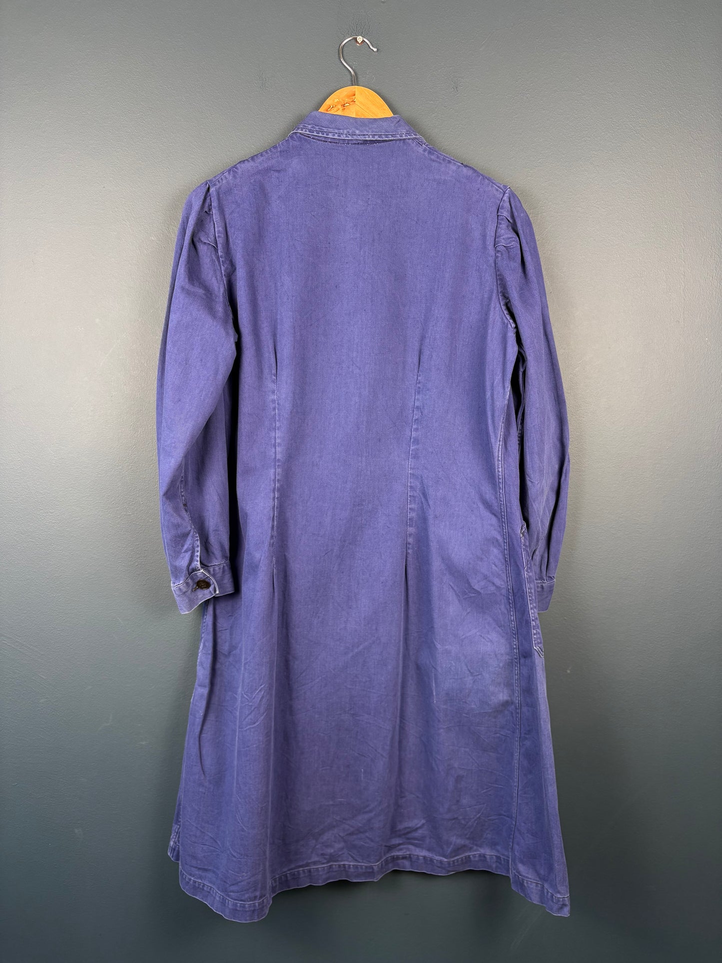 True Vintage 1960s Navy Feminine French Long Work Coat (womens M)
