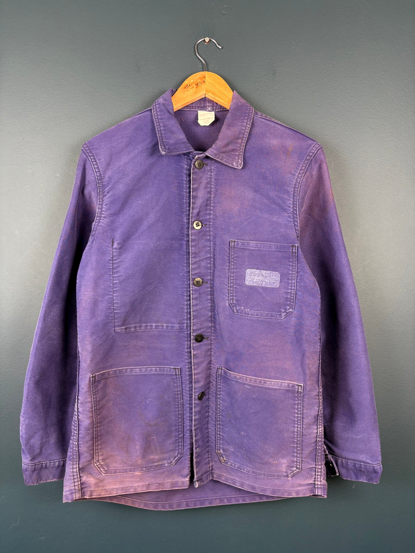True Vintage 1970s Purple Fade Moleskin French Chore Jacket (S)
