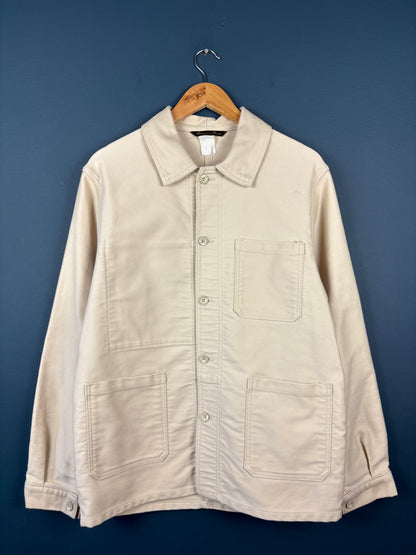 True Vintage 1970s Deadstock Cream Moleskin French Chore Jacket (M)