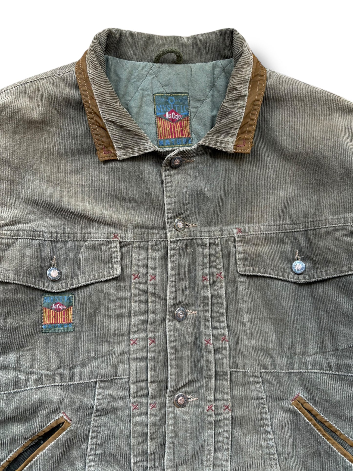 LEE Cooper 2000s Khaki Green Corduroy Trucker Jacket (M)