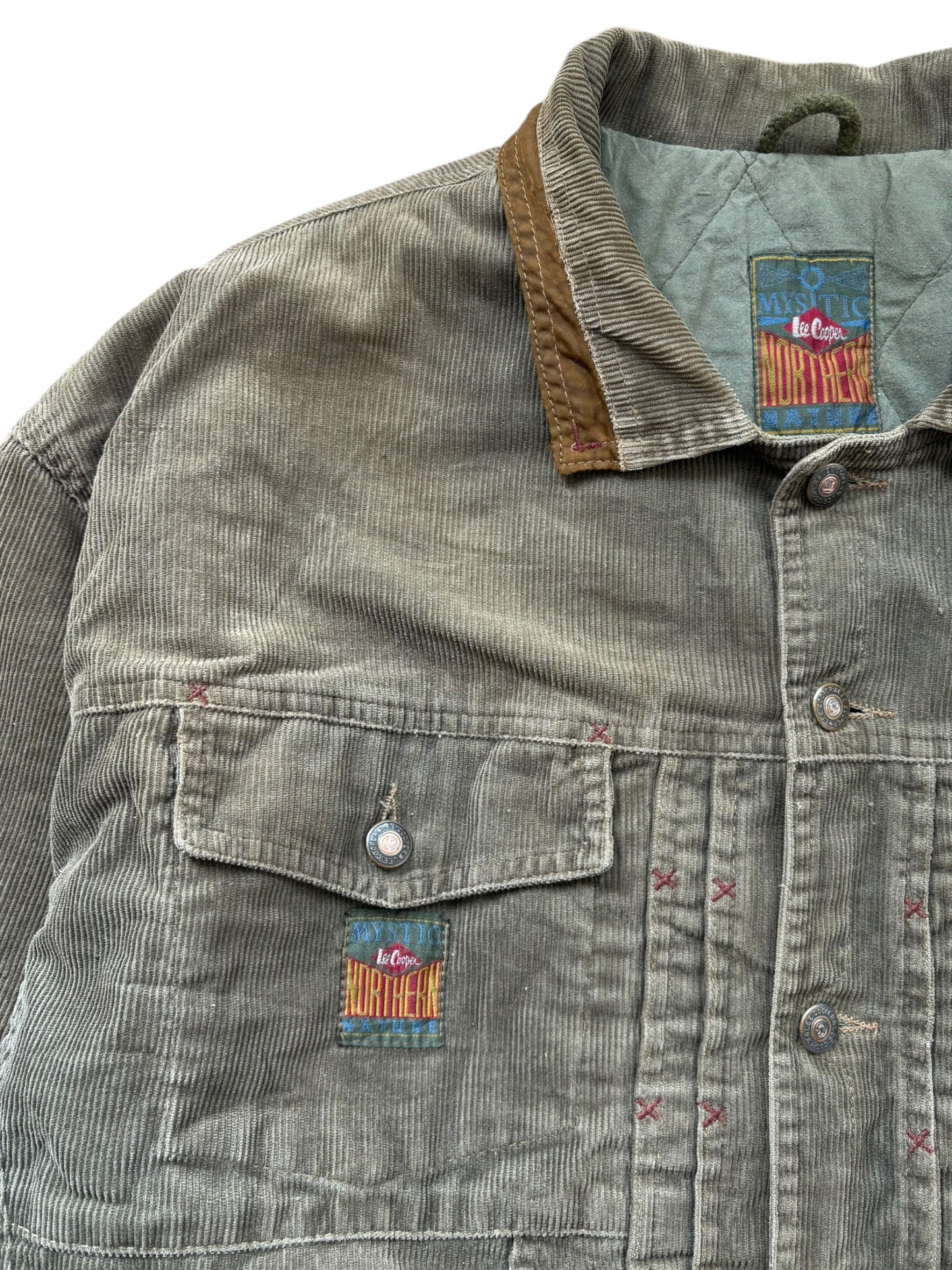 LEE Cooper 2000s Khaki Green Corduroy Trucker Jacket (M)