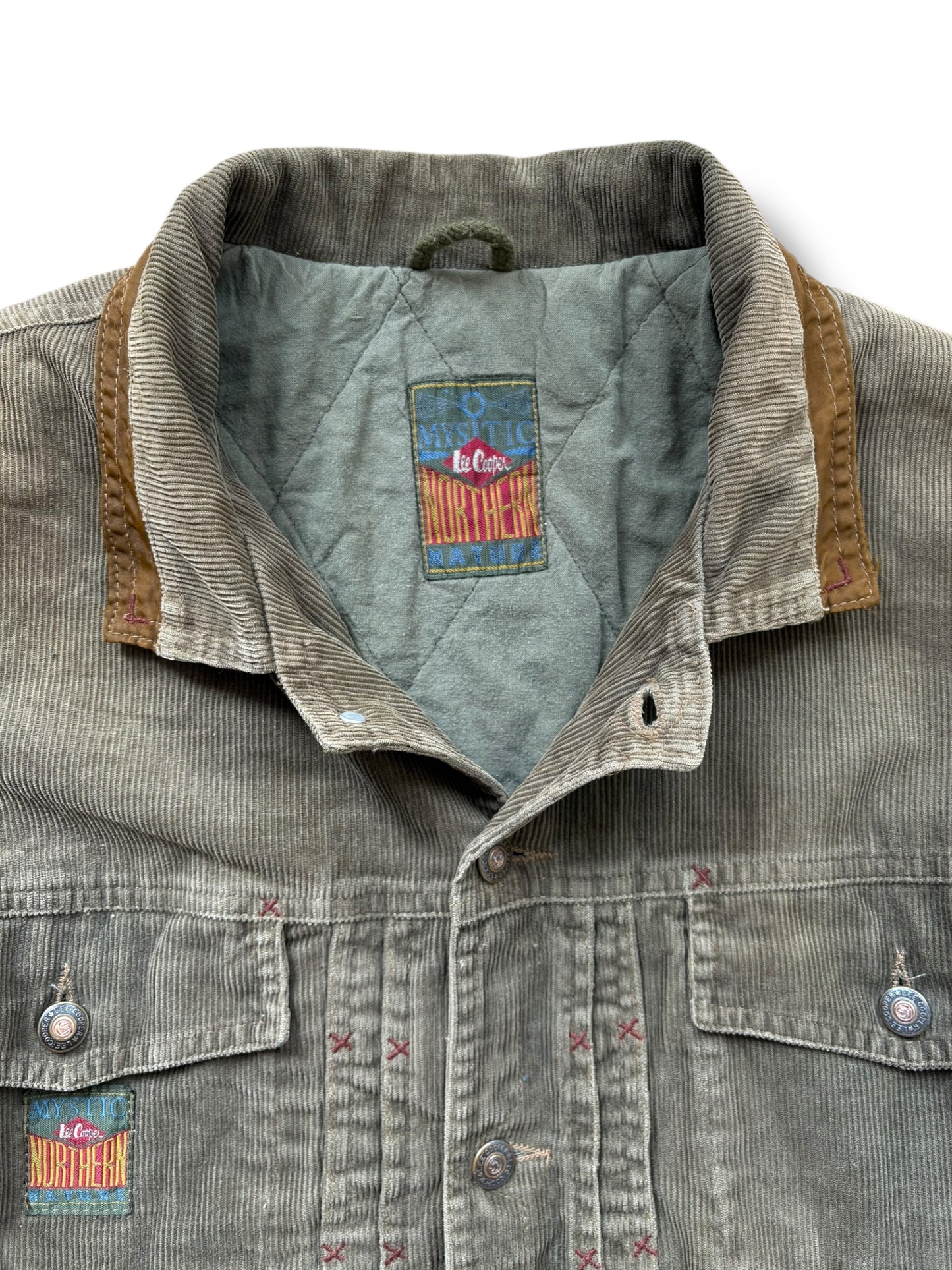 LEE Cooper 2000s Khaki Green Corduroy Trucker Jacket (M)
