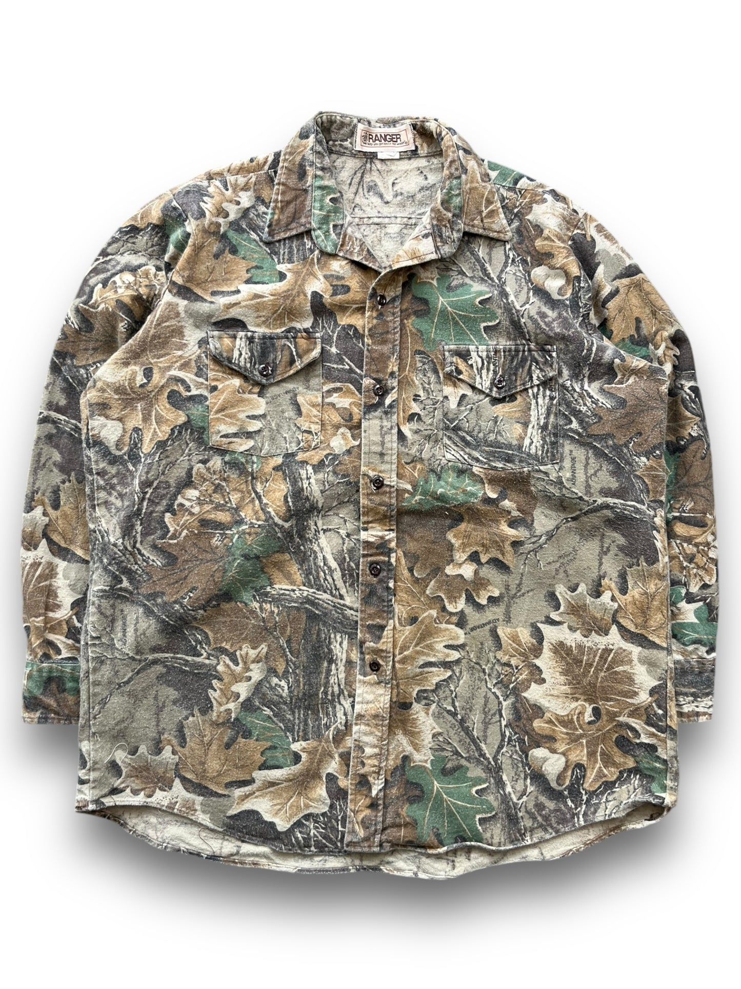 90s Real Tree Camo Button Up Shirt  [XL]