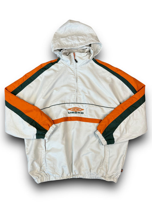 Vintage Umbro 90s Cream / Green / Orange Anorak Jacket (L)