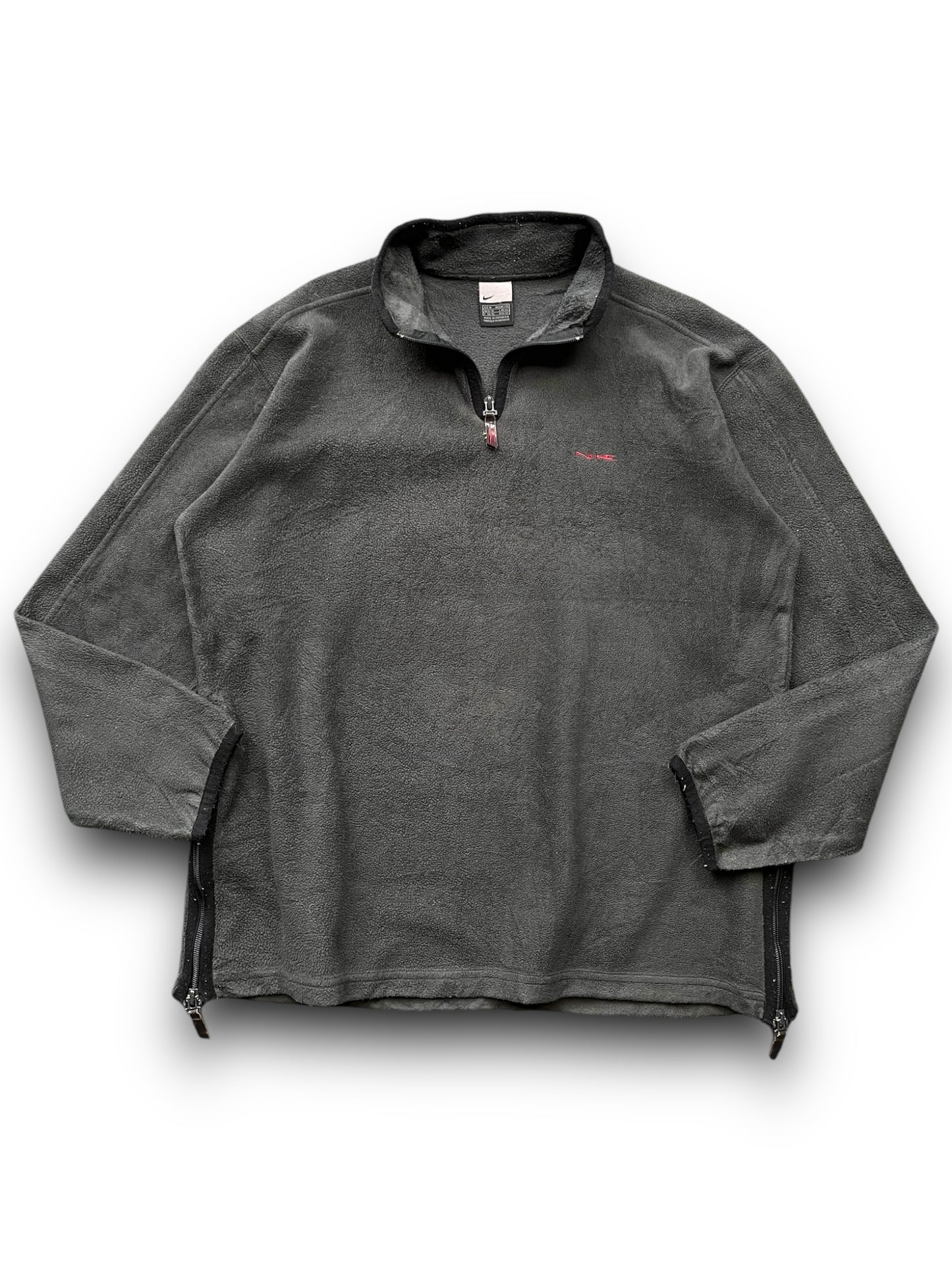 2000s Nike Mini Spellout Dark Grey Quarter Zip Jumper  [M]