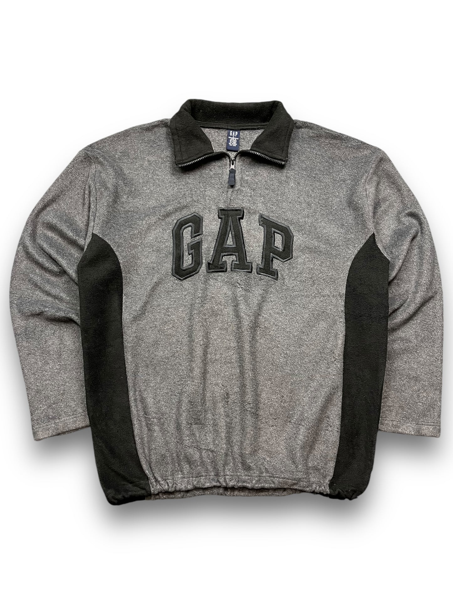 2000s GAP Spellout Grey / Black Quarter Zip Fleece Jumper  [L]