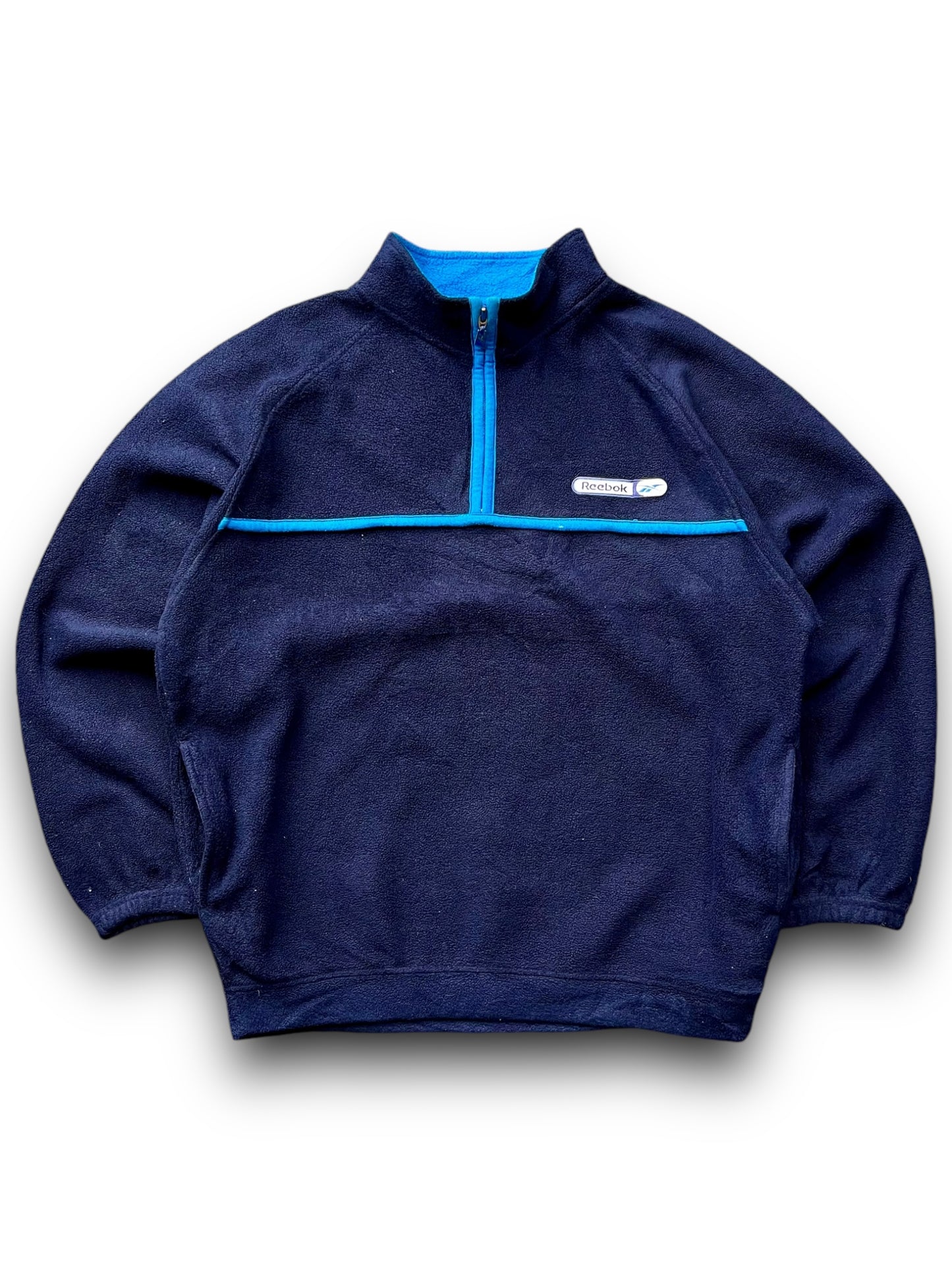 90s Reebok Navy / Baby Blue Quarter Zip Fleece  [Ladies M]