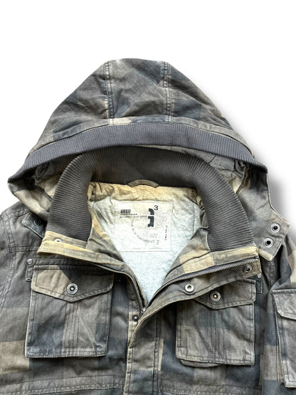 Vintage Reformed Denim Checkered Khaki Workwear Jacket (L)
