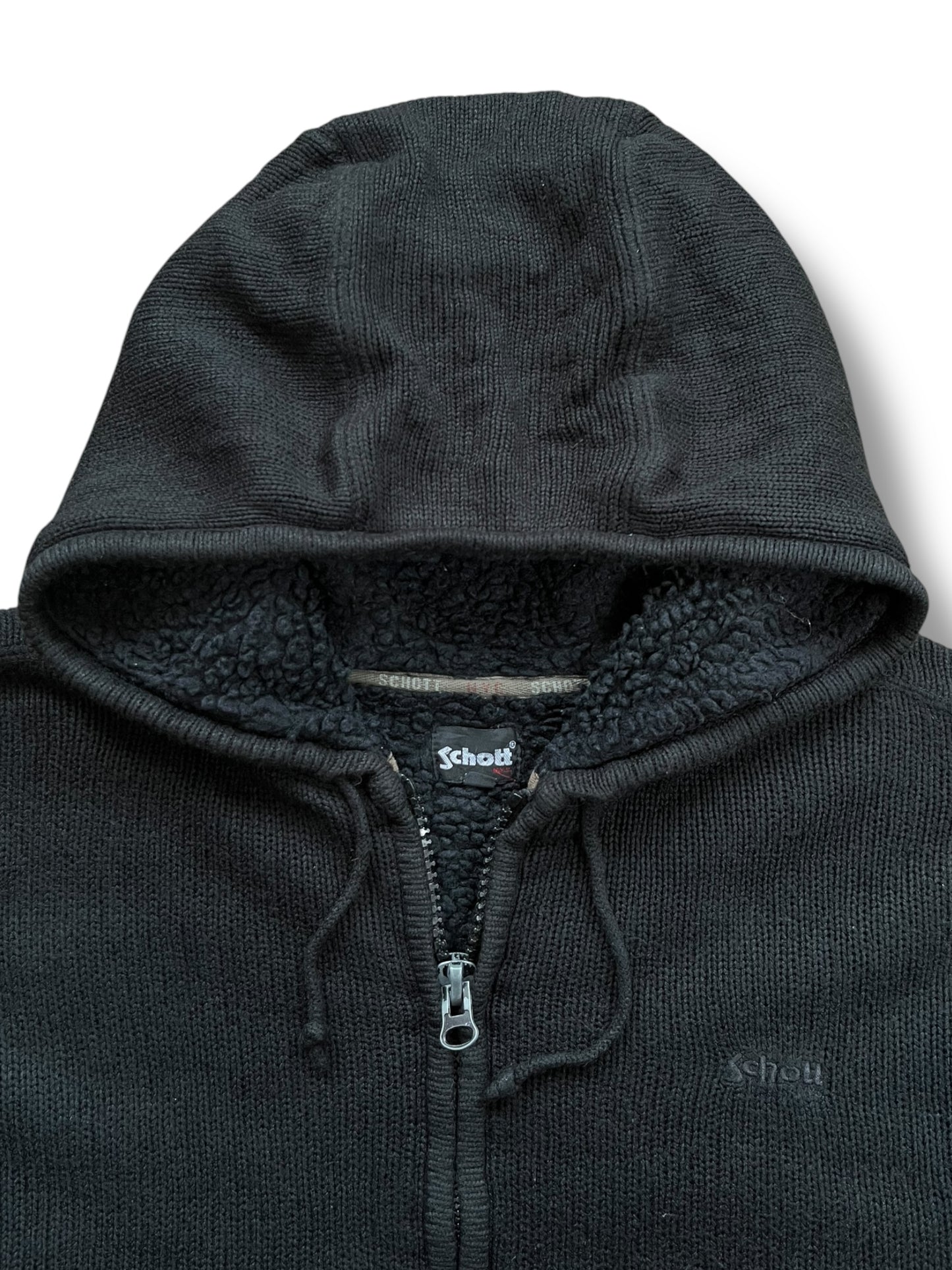 Vintage Schott NYC Wool Blend Heavyweight Sherpa Lined Black Jacket (L)