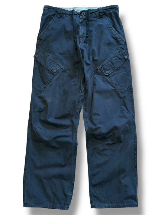 Nike Club 2000s Wide Leg Black Cargo Trousers (34x32)