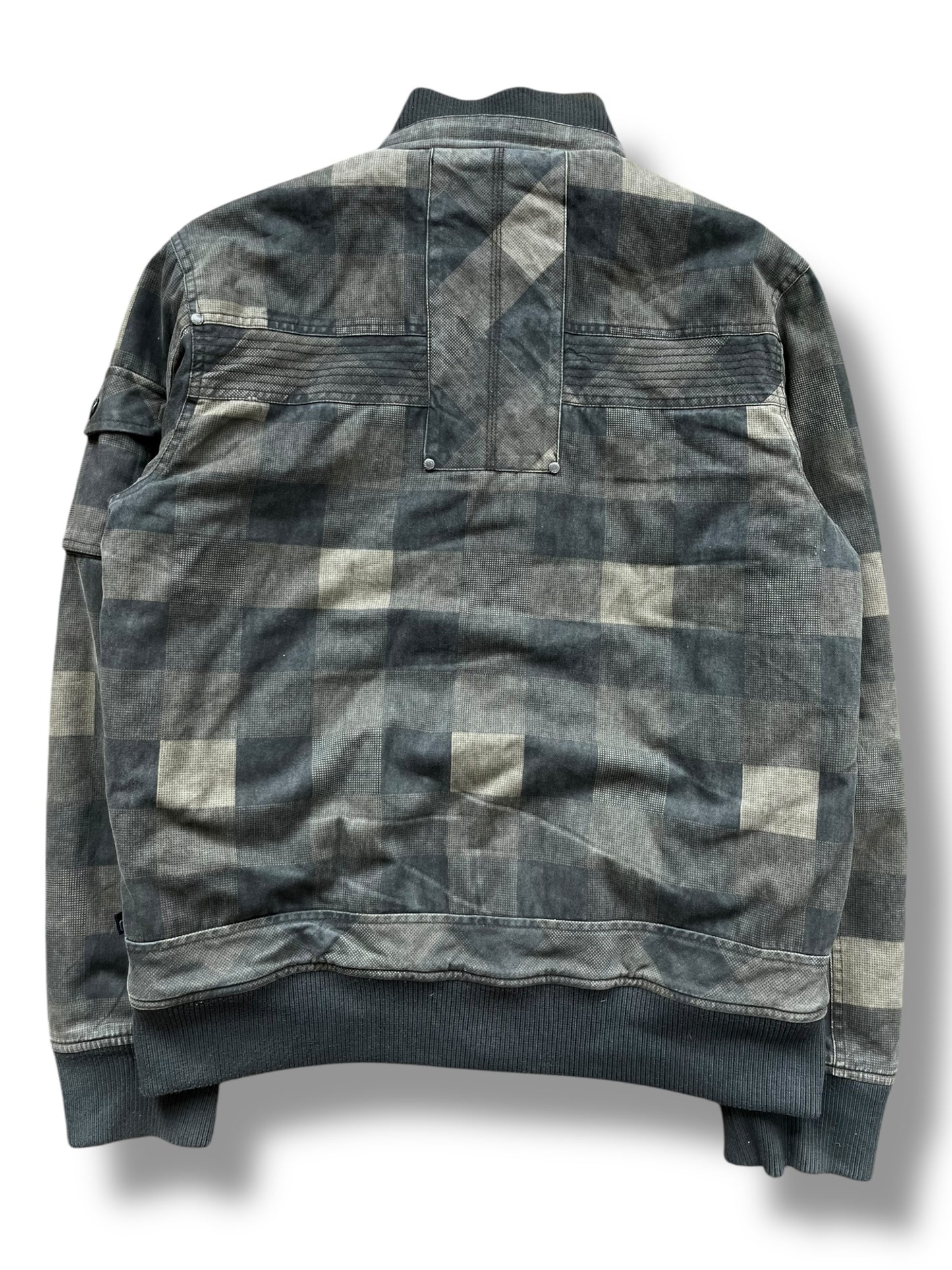 Vintage Reformed Denim Checkered Khaki Workwear Jacket (L)