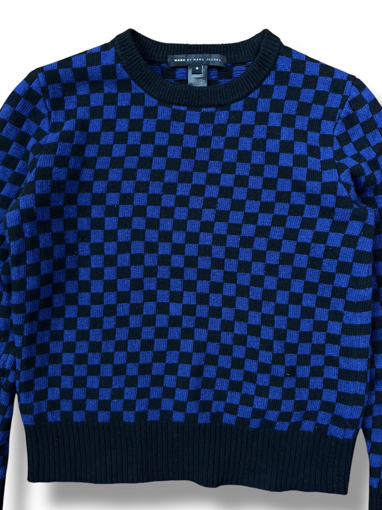 Marc by Marc Jacobs Navy Blue Checkered Knitted Jumper (women's S)