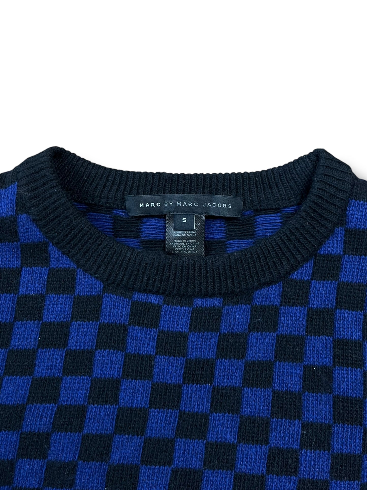 Marc by Marc Jacobs Navy Blue Checkered Knitted Jumper (women's S)