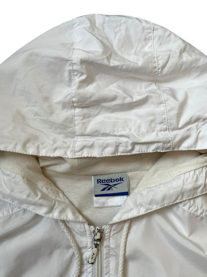 Vintage Reebok 90s White Hooded Track Jacket (women's L)